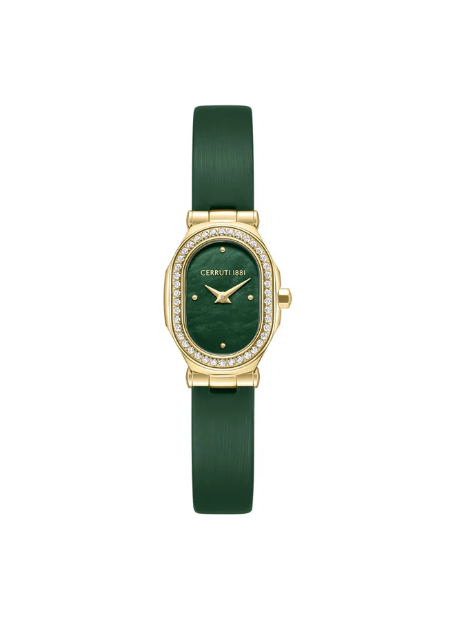 Aosta Green Dial Genuine Leather Strap Analog Watch for Women, 19mm
